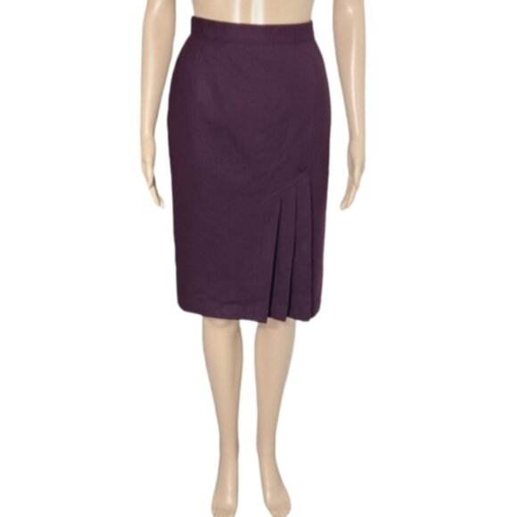 Vintage Esseci 100% Wool Pencil Skirt Womens Pleated Skirt Size 6 Made in Italy - Picture 2 of 10